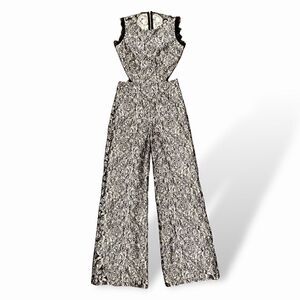 ALEXIS Black Lace & White Cut Out Jumpsuit |Size:M|